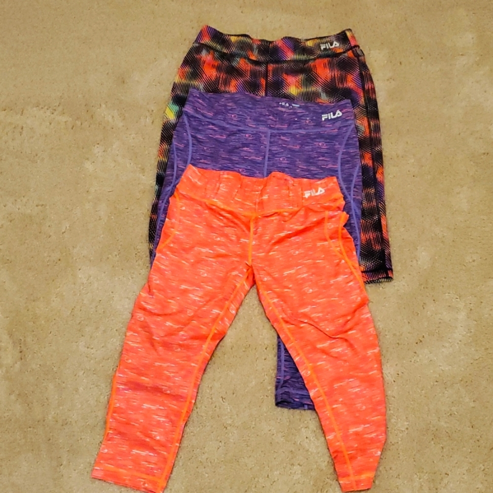 THREE pair Fila workout running capris